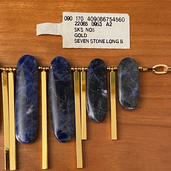 Gemma Redux gold tone necklace with blue “stones” - Picture 7 of 10